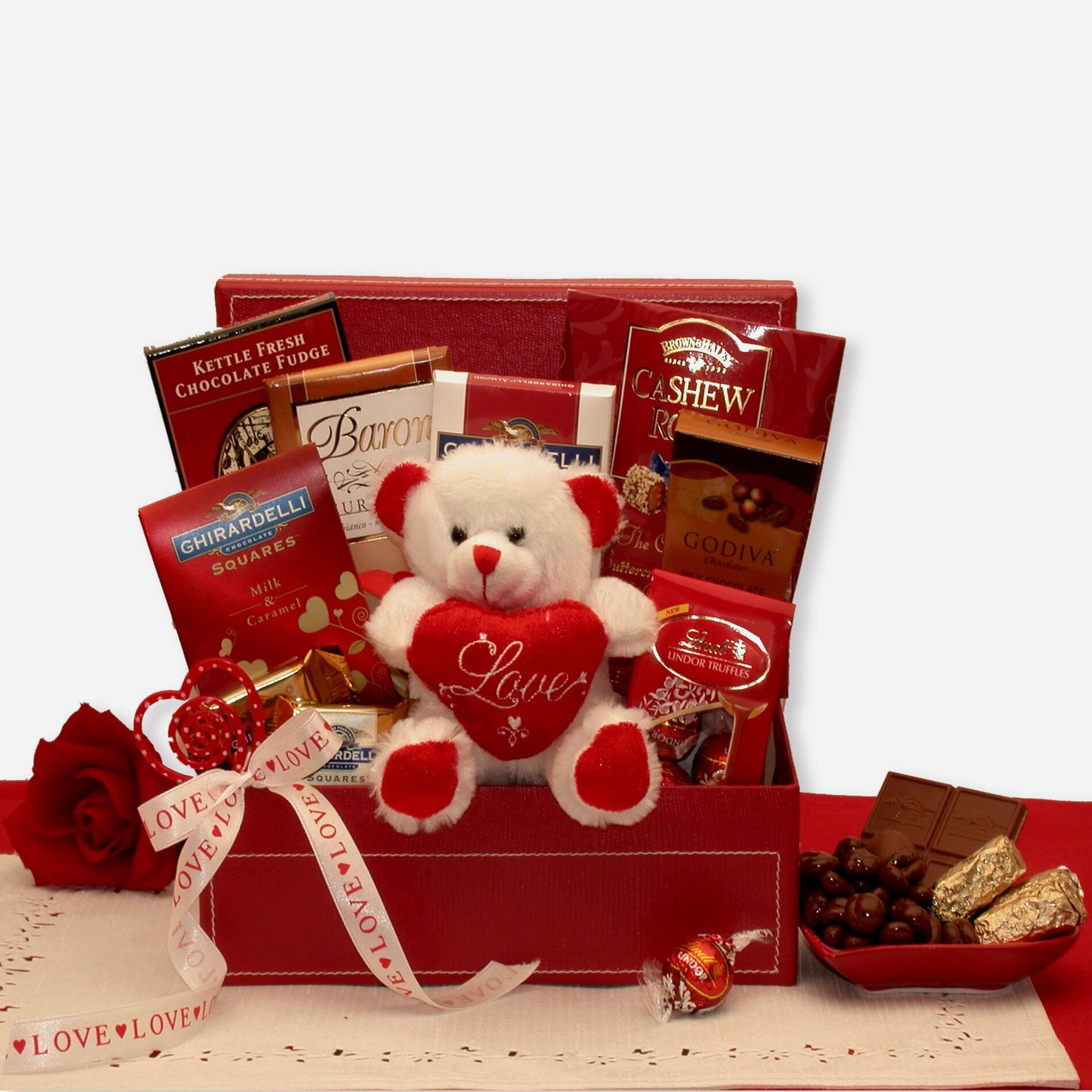 For My Sweetie Valentine's Gift Basket with Teddy Bear