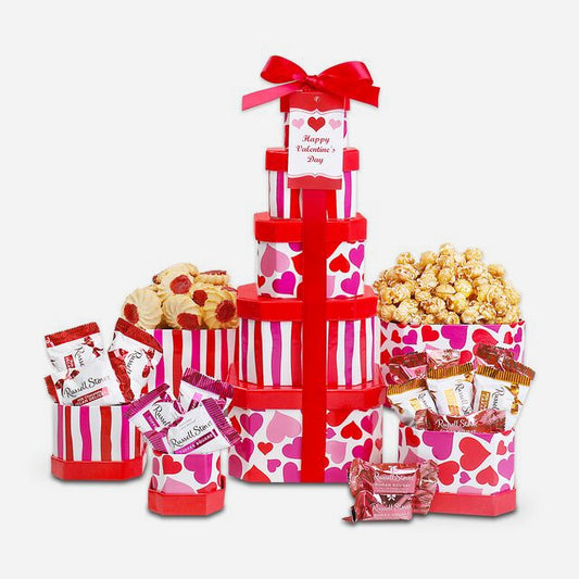 Valentine's Day Cookies & Chocolates Gift Tower