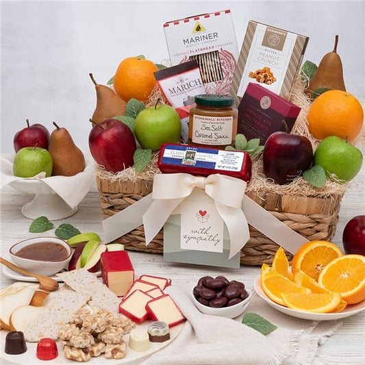 With Sympathy Fruit and Snack Gift Basket