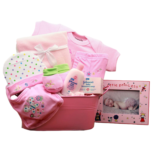 Perfect in Pink New Baby Gift Basket