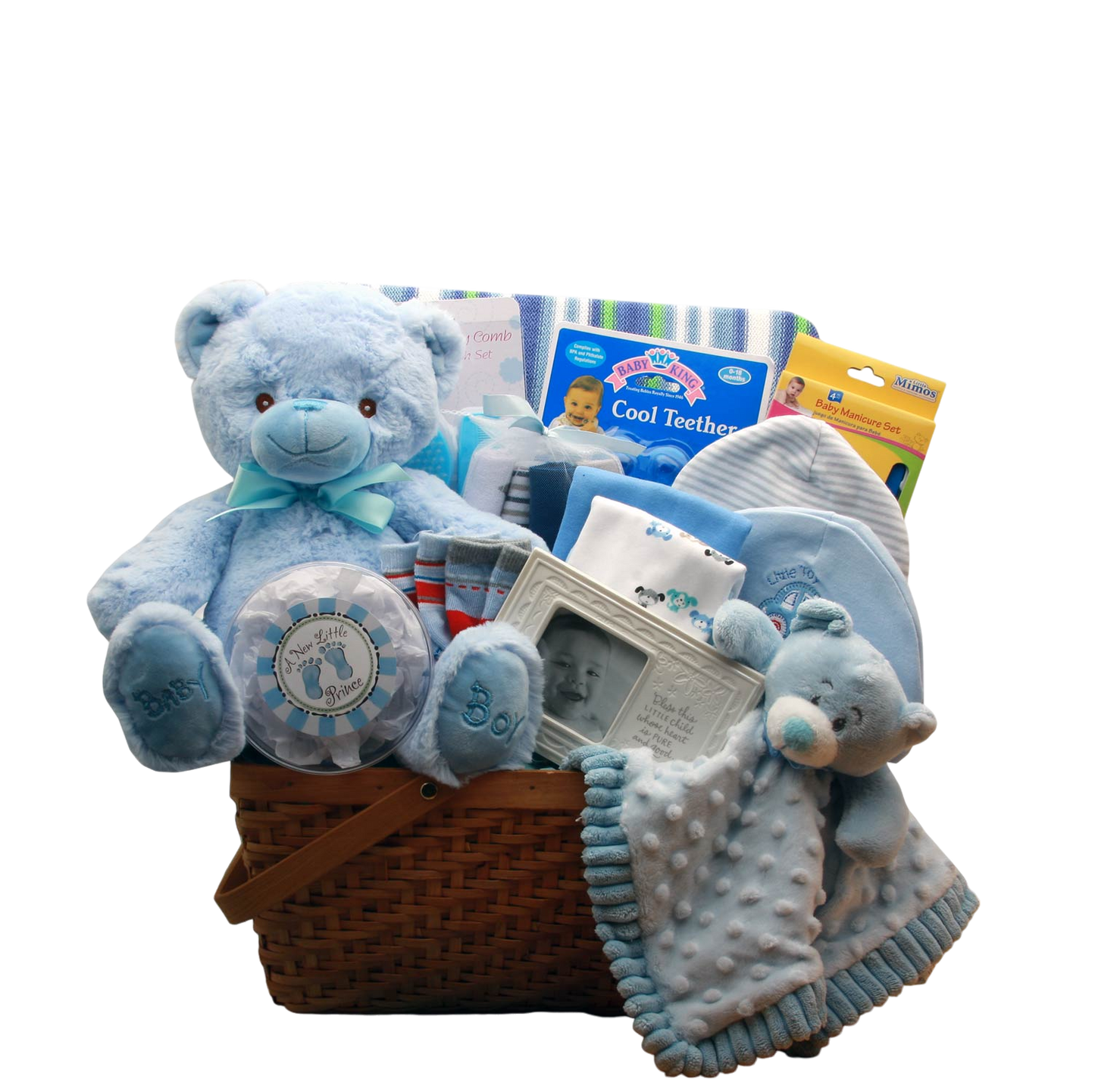 Bear Hugs Baby Gift Basket -Blue