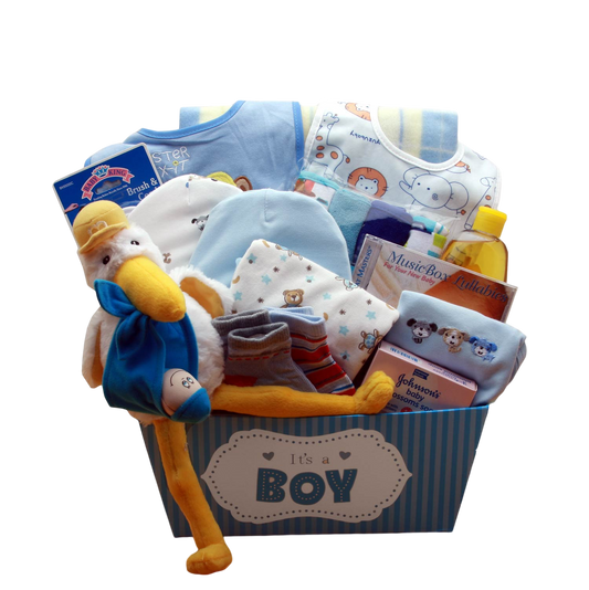 Welcome Baby Boy Gift Basket -Blue