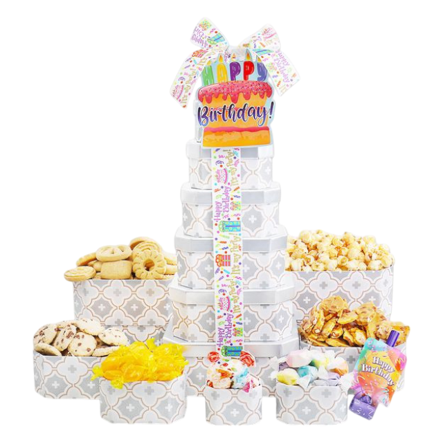 Birthday Celebration Cookies & Candy Gift Tower