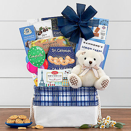 Gourmet Congratulations Gift Basket with Bear