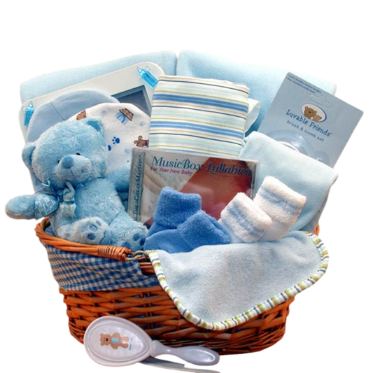 Beary Special New Baby Gift Basket -Blue